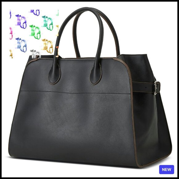 Vegan Leather Tote Bag Retro Top Handle Work Purse Minimal Chic Trendy